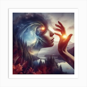 mirage of a woman in the sky Art Print