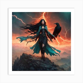 Crow girl Art Print