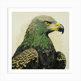 Ohara Koson Inspired Bird Painting Golden Eagle 2 Square Art Print