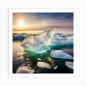 Icebergs In The Water 16 Art Print