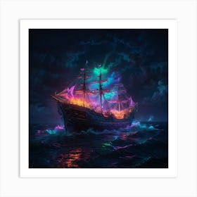 Pirate Ship In The Ocean Art Print