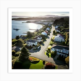 Community City Road Aerial Street Town Suburbia Puget Sound Commute Architecture Car Dron (1) Art Print