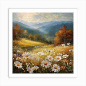 Appalachian Mountains Nature, Autumn Antique Oil Colors.2 Art Print