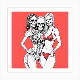 Skeleton Girls Art Print