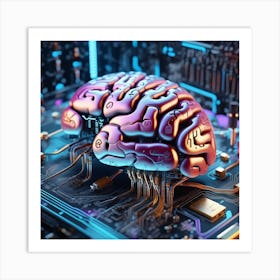 Brain On A Circuit Board 100 Art Print