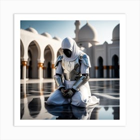 Muslim Man Praying In Front Of Mosque 1 Art Print