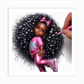 Little Black Girl With Big Hair Art Print