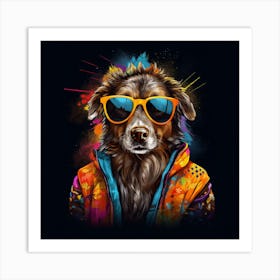 Dog With Sunglasses Art Print