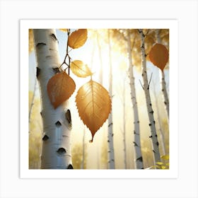 Autumn Leaves In Birch Trees Art Print