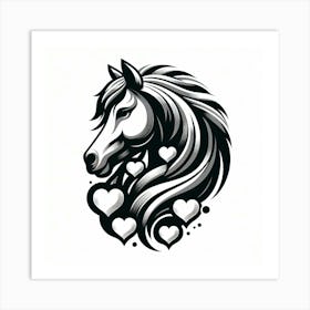 Horse Head With Hearts 1 Art Print