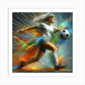 Soccer Player Kicking A Ball 4 Art Print