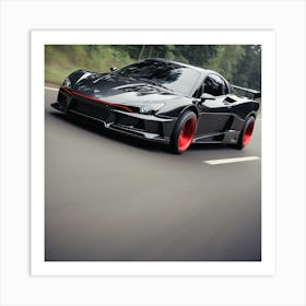 Black Sports Car Driving Down The Road Art Print