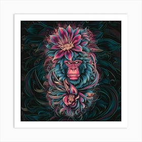 Gorilla With Flowers 1 Art Print