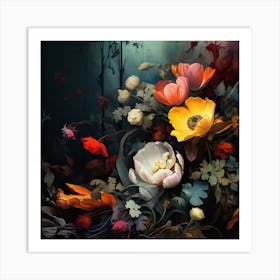 Flowers In The Dark Art Print