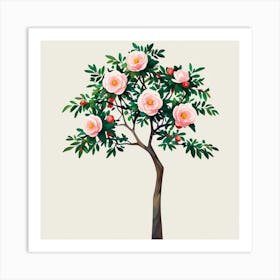 Abstract modernist Camellia tree 5 Art Print