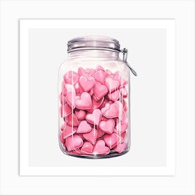 Pink Hearts In A Jar 9 Art Print