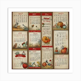 Vintage Calendar Art Print