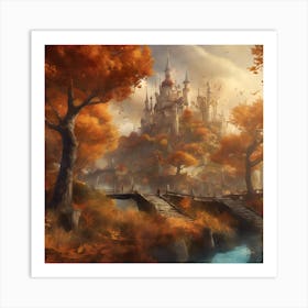 Autumn Forest and Castle Art Print