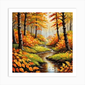 Forest In Autumn In Minimalist Style Square Composition 278 Art Print