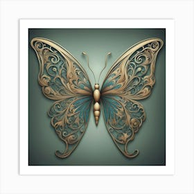 Gold Ornate Butterfly Art Print