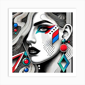 Abstract Women Face Painting Art Print