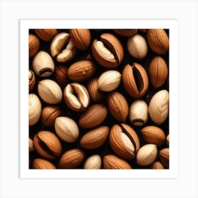 Almonds On A Black Background 18 Art Print