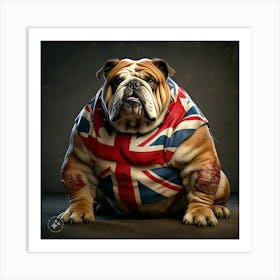 A Hulking Bulldog With A Scarred Face Art Print