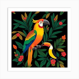 Tropical Parrots 2 Art Print