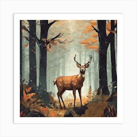 Deer In The Woods 3 Art Print