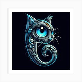 Cat blue Art Print