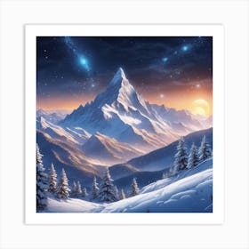 Snowy Mountain Landscape 4 Art Print