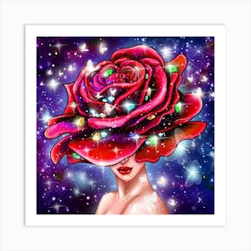 Red Rose In A Hat Art Print