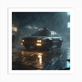 Car In The Rain Art Print