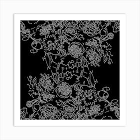 Black And White Floral Pattern Art Print