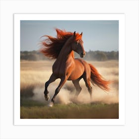 Red Horse Galloping Art Print