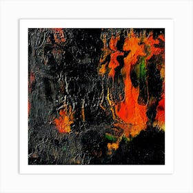 Red flames Abstract Painting Art Print