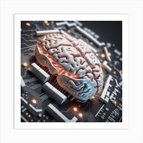 Brain On Circuit Board 1 Art Print