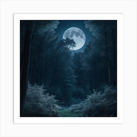 Full Moon In The Forest 1 Art Print