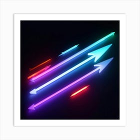 Abstract Navigation Arrows Glowing Neon Colors Against A Dark Gradient Background Suggested Moveme (1) Art Print