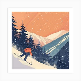 Skier In The Mountains 1 Art Print