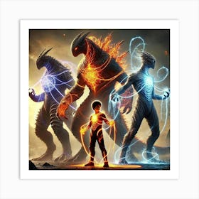 Ronans Children Kaiju Bonding Art Print