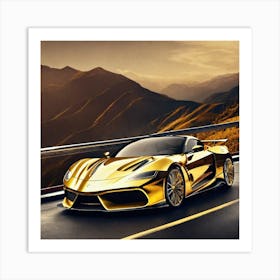 Golden Sports Car 15 Art Print