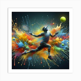 Tennis Player With Colorful Splashes Art Print