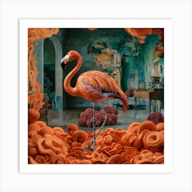 Flamingo Dreams A Surreal Tribute to Van Gogh's Golden Style 4 Art Print