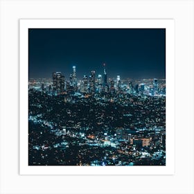 Los Angeles Cityscape At Night Art Print