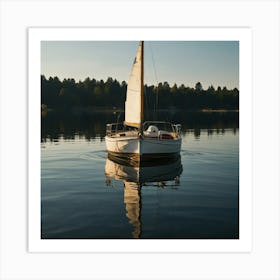 Sailboat On Lake Art Print