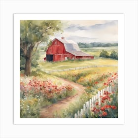 50861 Watercolor Painting Of A Rolling Countryside, With Xl 1024 V1 0 Art Print