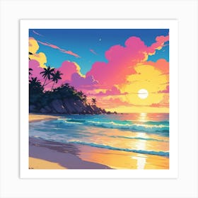 Sunset On The Beach Art Print