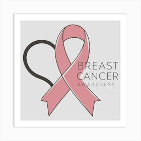 Women Breast Cancer Awareness background with brassiere Calligraphy in Pink Ribbon international symbol for month October suitable for clipart and poster and wall art 8 Art Print