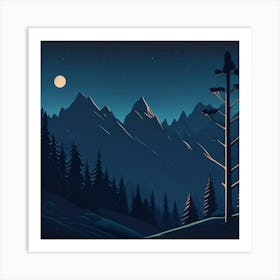 Night In The Mountains Art Print